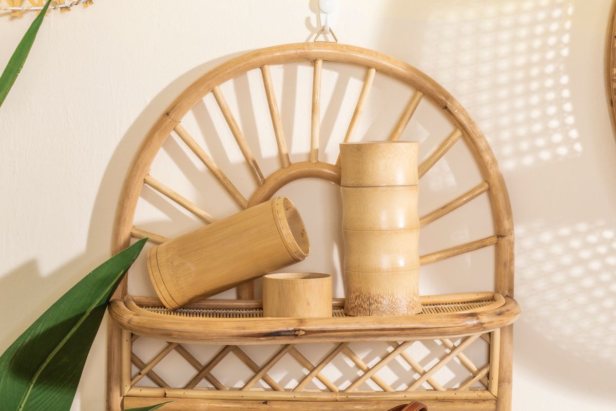 Multi-tier bamboo organizer shelf