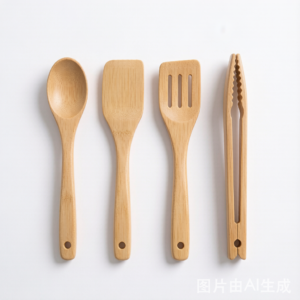 5件装竹制厨具,轻便耐热,不伤不粘锅,环保实用好帮手。