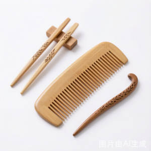 竹制梳子发簪礼盒,防静电按摩头皮,蕴含东方韵味的好礼。