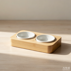 Bamboo pet food bowl
