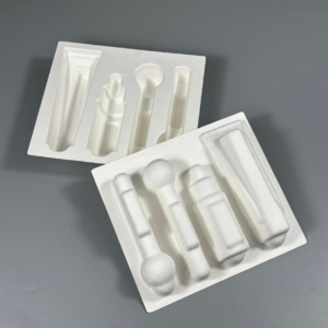 Bamboo molded pulp tray for cosmetics and perfume bottles
